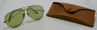 Vintage Ray Ban Sunglasses W/ Case B & L 1/10 12k Gold Filled Green Lens