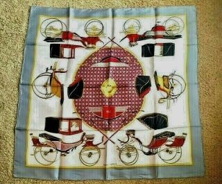 Authentic Hermes " Les Voitures A Transformation " 100 Silk Scarf