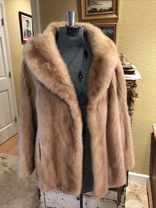 Vintage Womens Authentic Blonde Mink Fur Jacket Short Coat Autumn Haze Emba S - M