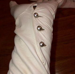 Size 7.  5 22 inch Long Vintage White Kid Leather Opera Gloves Debutante Ball Gala 3
