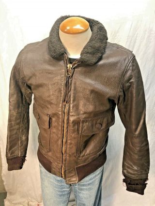 Vintage Vietnam Era Usn Us Military G1 Leather Flight Jacket Dated 1969 Martin