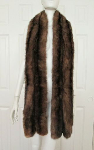 Vintage Before 2000 Extra Long Rectangle 76” L X 7” W Brown Mink Fur Scarf