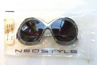 NOS 1970s Vintage Neostyle Sun - Art Sunglasses Clear Green Made in West Germany 2