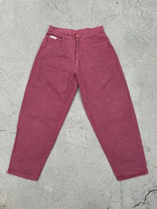 Vintage 90s Cross Colours Maroon Bagg Fit Hip Hop Urban Gear Pants Size 38 2