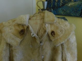 VICTORIAN ANTIQUE CHILDS FAUX FUR QUILTED COAT MITTENS FOX FACE EMBELLISHMENTS 2