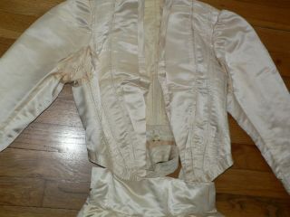 Antique 1870s - 80s Cream Silk Satin Wedding Bustle Gown,  FOR STUDY DISPLAY 3