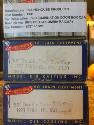 Roundhouse ho 50 ' Boxcar BC Rail 3 pack weathered CP CN British Columbia Railway 3
