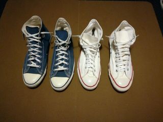2 Pair Vintage Converse Chuck Taylor All Star Hi Blue & White Usa Made Size 13