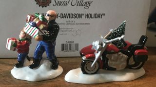 Dept 56 Snow Village Accessory A Harley Davidson Holiday Euc
