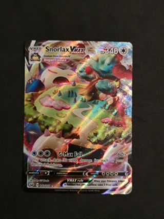 Ultra Rare Snorlax Vmax 142/202 Holo Full Art Pokemon Card - Near