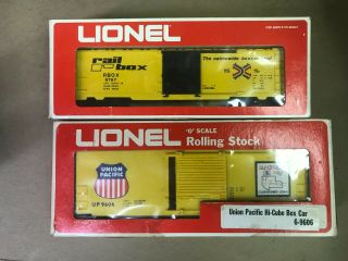 Lionel O Gauge Box Cars,  Union Pacific And Rail Box
