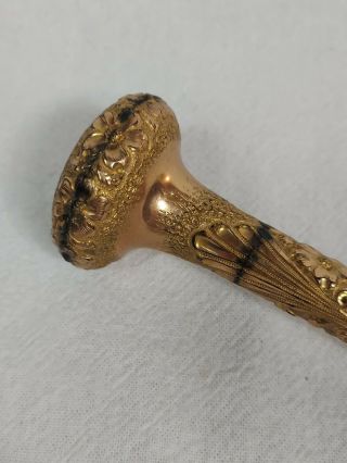 Antique Late 1800 ' s Gold Filled Parasol Umbrella Cane Handle 8.  5 