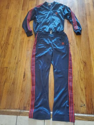 Early Vintage Keyrolan Adidas Track Suit Run Dmc B Boy Dark Blue And Red Size L