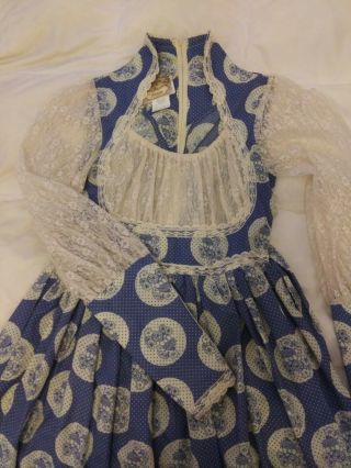 Vintage Gunne Sax Dress Jessica Mcclintock Maxi Prairie Lace