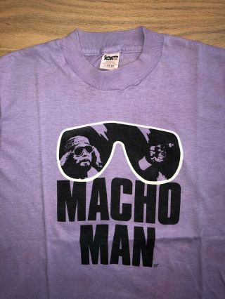 Vtg 80s Wwf Macho Man Randy Savage Lavender Purple T - Shirt Large
