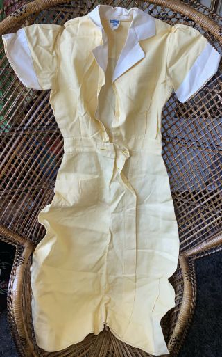 Vintage 1940s Bruck’s Sanforized Uniform Nurse Hostess Day Dress Size 32