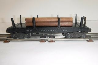 Lionel 3451 Diecast Log Dump Car With Logs Couplers,  Mechanism