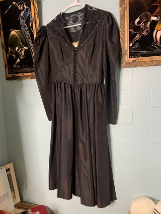 Vintage Gunne Sax 70s Black Beaded Dress Jessica Mcclintock