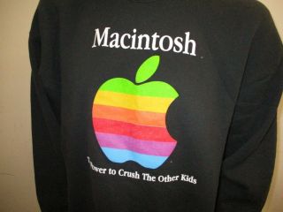 Vintage 1990s Black APPLE MACINTOSH Power Crush Other Kids Sweatshirt Size XL 2