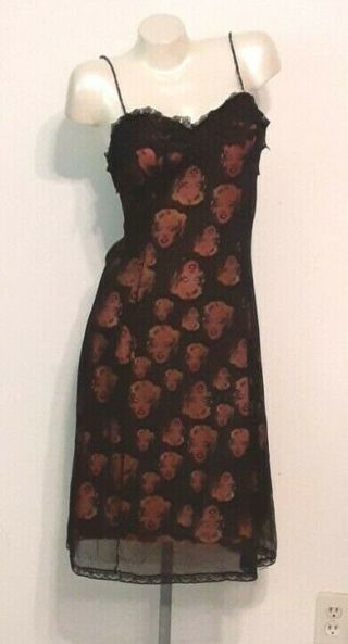 Andy Warhol By Cultura Marilyn Monroe Dress Black Overlay Beaded Straps Size L