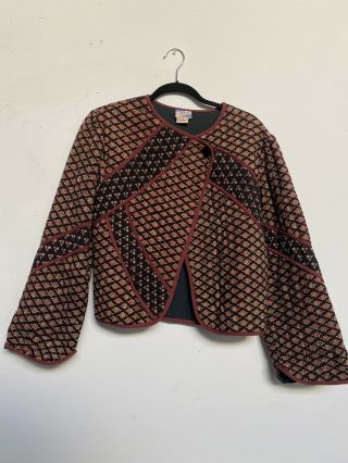 Vintage 70s/80s Adini Patchwork Quilted Indian Cotton Cropped Jacket Size Small