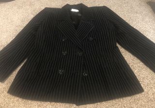 Yves Saint Laurent Rive Gauche 1980s Black Velvet Striped Jacket Vintage Sz 42
