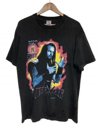 Vtg 1998 The Undertaker Wwf T Shirt L Savvy Rest Peace Wrestling Single Stitch