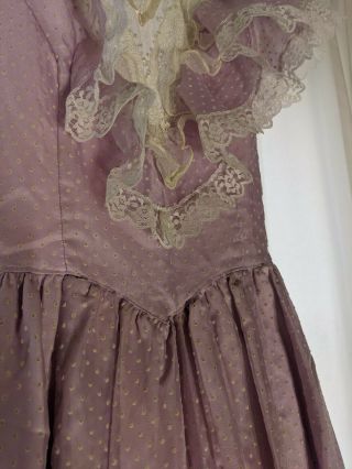 Vintage Gunne Sax Prairie Dress Gown Womens Small Romantic Tiered Lilac Lace 70s 3