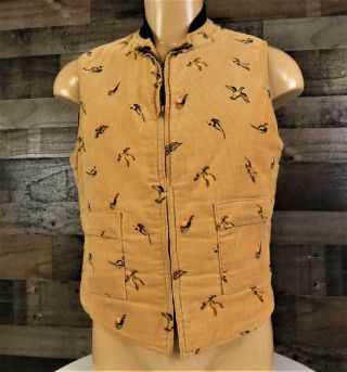 Vintage Utica Duxbak Duck Themed Corduroy Vest Zip Front Quilted Lining Sz S/m