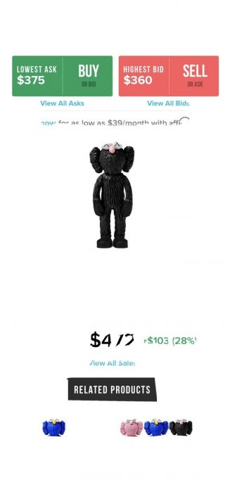 Kaws Bff Black Vinyl Figure (100 Authentic) Order Confirm Ship When Received