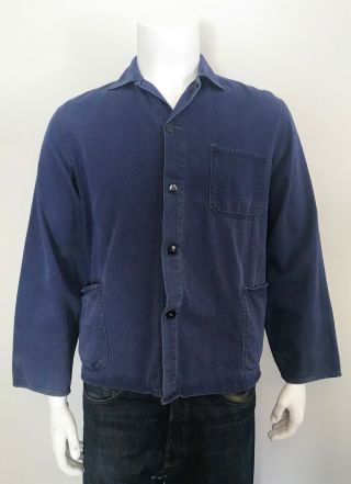 Vintage European Indigo Workwear Chore Jacket Size Small/medium