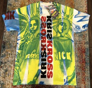 Kris Kross Vintage Deadstock Shirt All Over Print 90’s Rare Rap T’s Kriss Large
