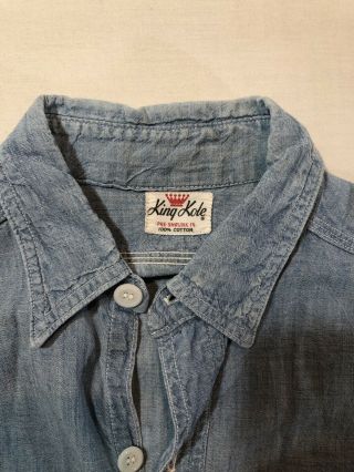 Vintage 50s 60s King Kole All Cotton USN Style Chambray Workshirt S 2