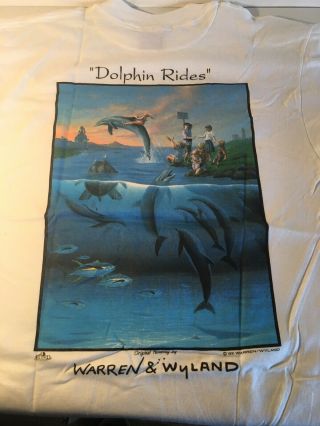 90s Jim Warren Wyland Dolphin Ride 1994 Art Dolphin Rare T - Shirt Xl.  See Des.
