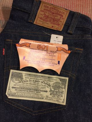 Vintage Nwt 1984 Levis 501 Shrink To Fit Raw Jeans 40x32 Deadstock Usa Made