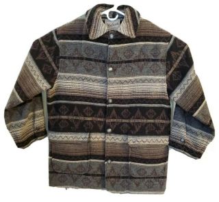 Vintage Woolrich Southwest Blanket Coat Jacket Wool Blend Size L Made In Mexico