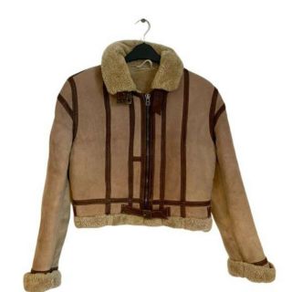 Vintage Aviator B3 Flight Pink Leather Sheepskin Shearling Bomber Jacket Coat