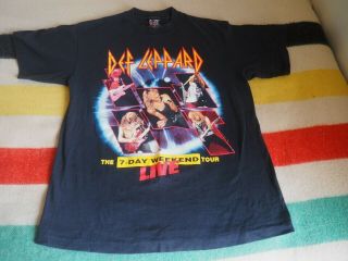 Def Leppard Vintage Concert Tour Tee Shirt 7 Day Weekend Tour 1992 - 1993 Large