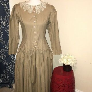 Gunne Sax Vtg Vintage Dress Cottage Core Long Sleeve Prairie Pockets