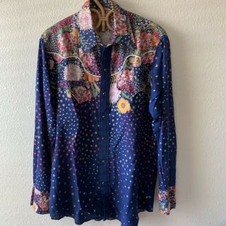 Rare Vintage 60s 70s Western Pearl Snap Shirt L Rodeo Cowboy Rockabilly Floral