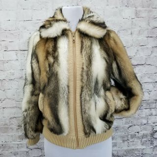 Vintage 70s Adolph Sherman Lilli Ann Faux Fur Winter Coat Full Zip Size M Vegan