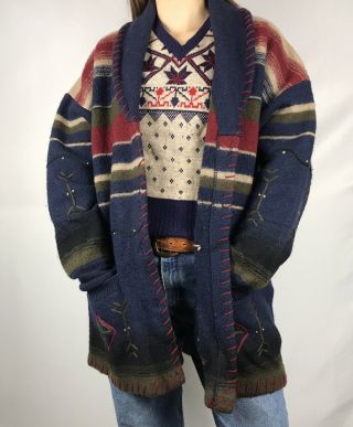Vintage Woolrich Blanket Jacket Coat Southwest Aztec Wool Womens L Large Navajo