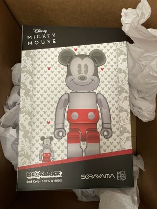 Bearbrick Future Mickey Mouse 2nd Color 100 400 In Hand Dcon Medicom Sorayama