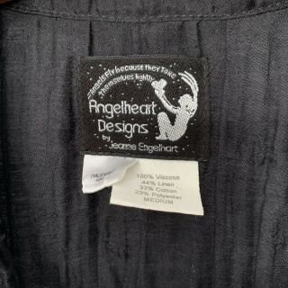 Vintage Angelheart Designs Jeanne Engelhart Flax Black Linen Maxi Dress Medium M 3