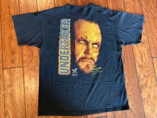 Vintage 1998 The Undertaker Portrait T - Shirt Wwf Xl Rest Is Peace Double Side