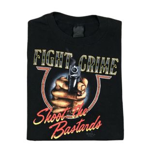 Vintage 3d Emblem Tshirt Fight Crime Xl 1980s