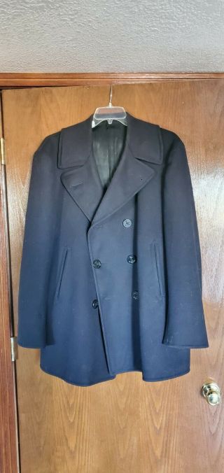 Vintage Us Navy 1949 Kersey Wool Pea Coat Sz 44 46