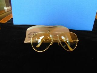 Vintage B&l Ray Ban - Bausch And Lomb Aviator Yellow Lenses Shooting Glasses