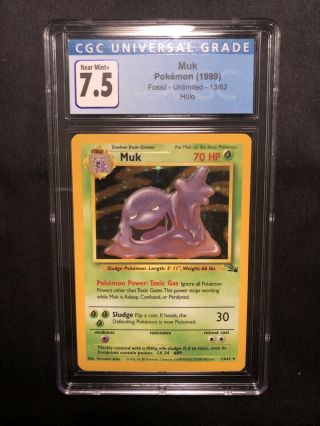 1999 Pokemon Fossil Muk 13 Holo Rare Cgc 7.  5 Near,