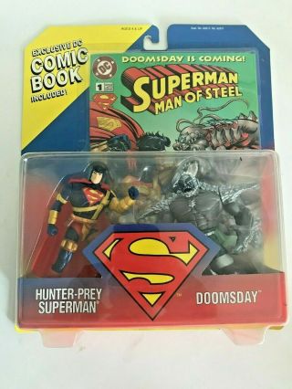 Superman Hunter Prey Doomsday Action Figures W/ Comic Book Kenner 1995
